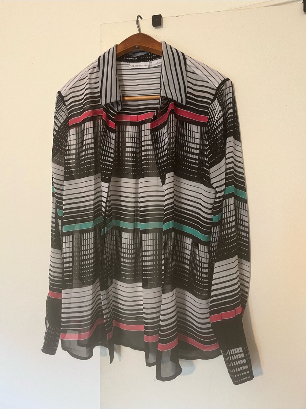 Liz Claiborne Black & White Striped Women's Shirt